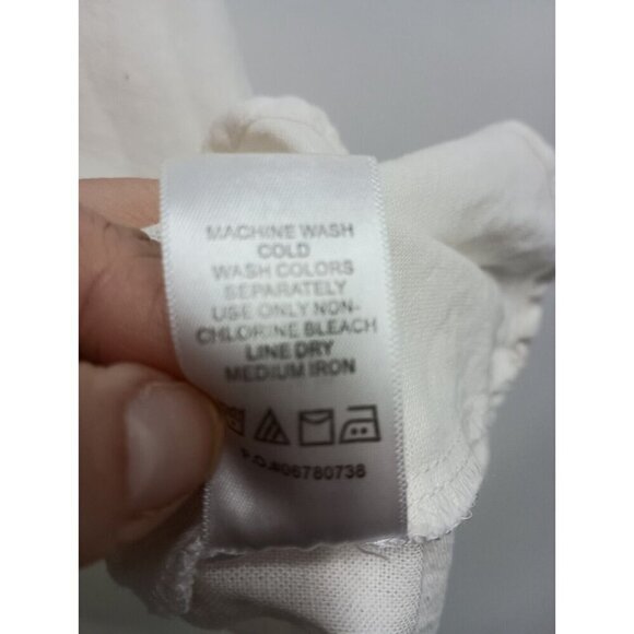 Woman Within Womens Sleeveles Top 1X White Linen Blend Button Up Lagenlook - Picture 5 of 7